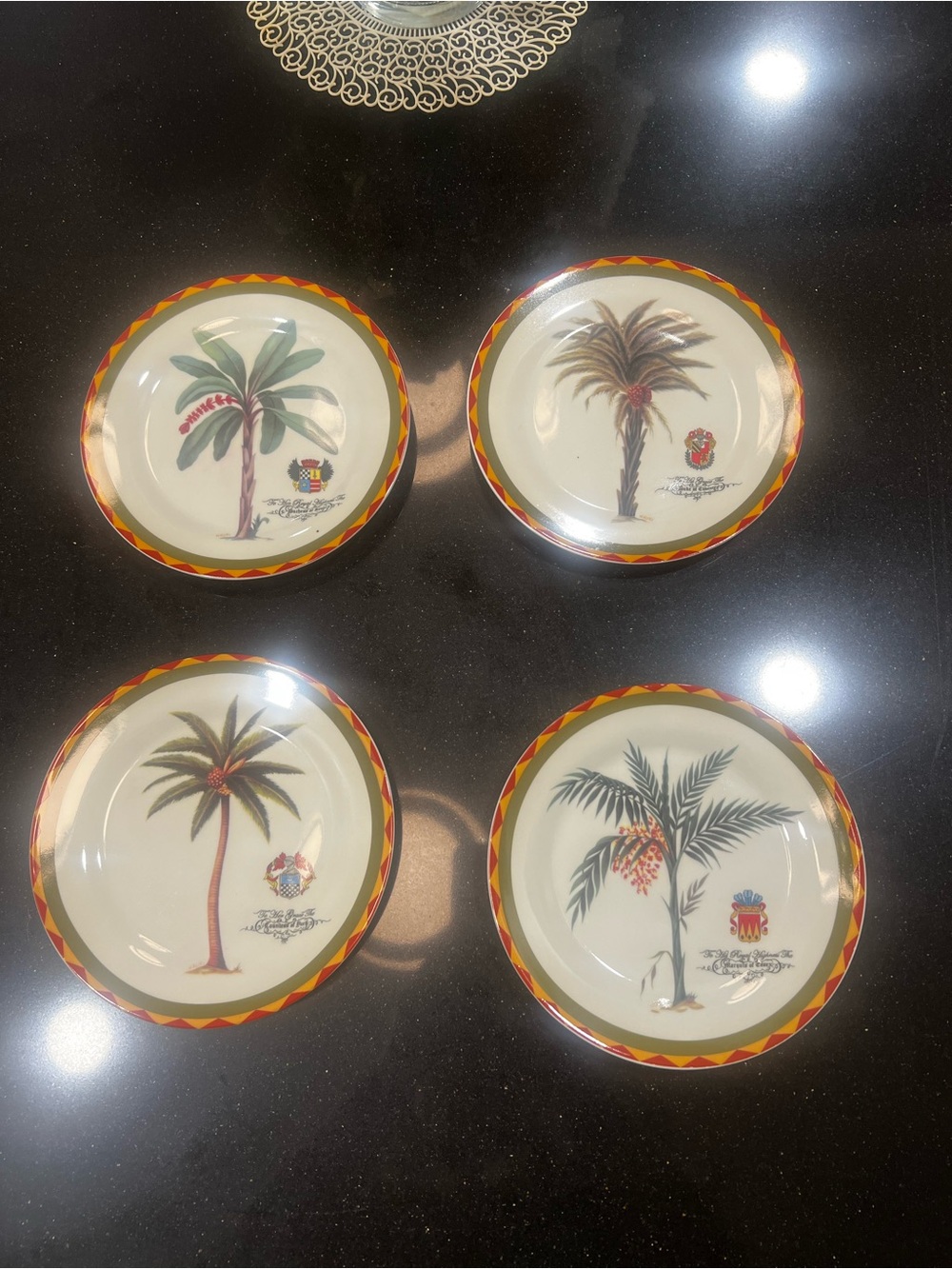 Godinger Email de Limoges Tree Dessert Plates- Set of 4